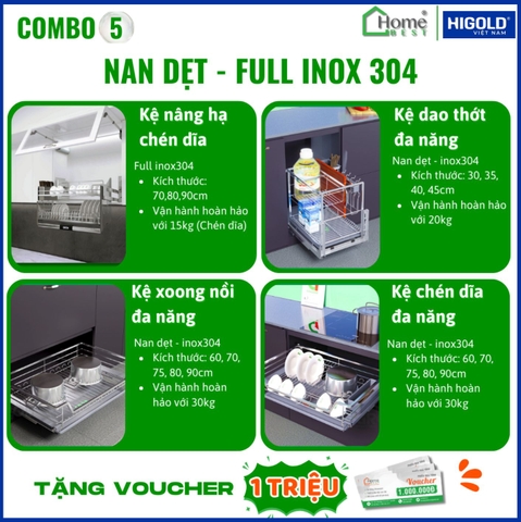COMBO Phụ kiện tủ bếp cao cấp HIGOLD (4 Món) - Combo 5