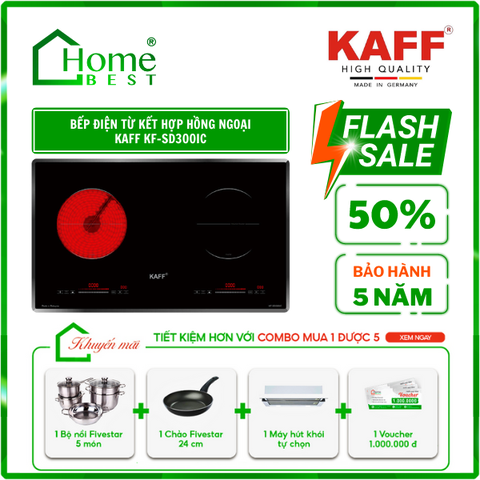 (Combo) Bếp từ kết hợp hồng ngoại Kaff KF-SD300IC