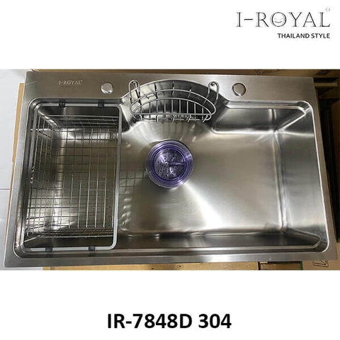 CHẬU RỬA CHÉN I-ROYAL INOX 304 DẬP NGUYÊN KHỐI CAO CẤP IR-7848D 304
