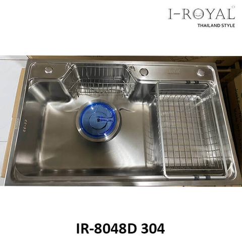 CHẬU RỬA CHÉN I-ROYAL 8048 1 HỘC INOX 304 DẬP IR-8048D 304