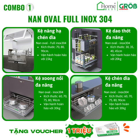 COMBO Phụ kiện tủ bếp cao cấp GROB (4 Món) - Combo 1