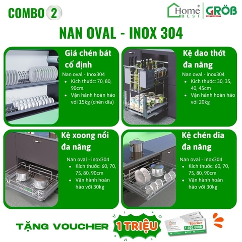 COMBO Phụ kiện tủ bếp cao cấp GROB (4 Món) - Combo 2