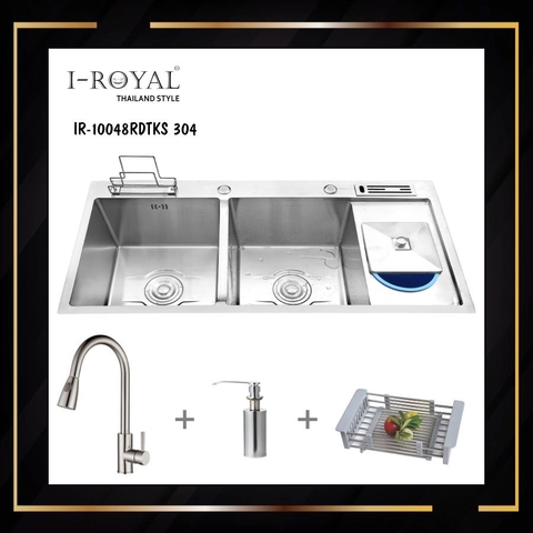 COMBO CHẬU RỬA CHÉN BÁT INOX 304 ĐÚC CAO CẤP IR-10048RDT-KS 304