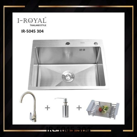COMBO CHẬU RỬA CHÉN BÁT INOX 304 ĐÚC I-ROYAL IR-5045 304