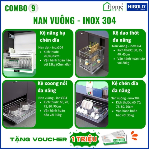COMBO Phụ kiện tủ bếp cao cấp HIGOLD (4 Món) - Combo 9