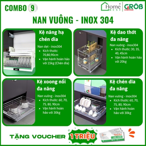 COMBO Phụ kiện tủ bếp cao cấp GROB (4 Món) - Combo 9