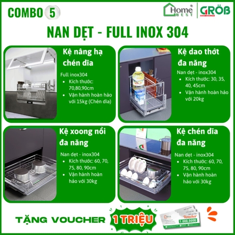 COMBO Phụ kiện tủ bếp cao cấp GROB (4 Món) - Combo 5