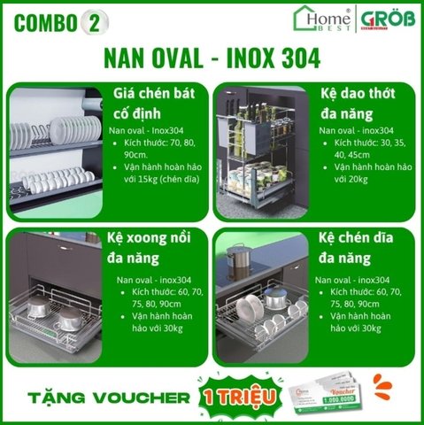 COMBO Phụ kiện tủ bếp cao cấp GROB (4 Món) - Combo 2