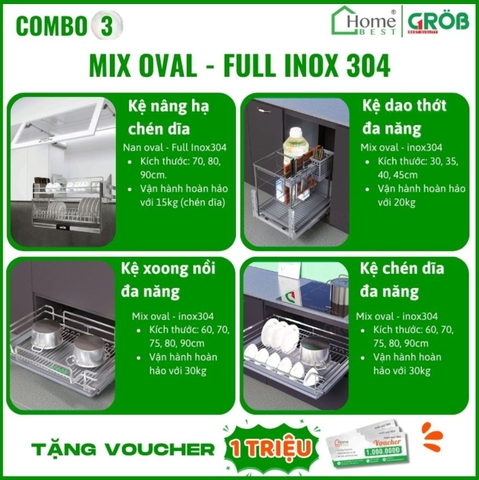 COMBO Phụ kiện tủ bếp cao cấp GROB (4 Món) - Combo 3