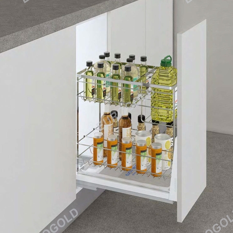 Giá gia vị inox nan dẹp, ray giảm chấn Eurogold EP2220