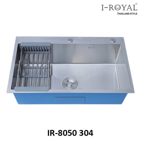 CHẬU RỬA CHÉN I-ROYAL INOX 304 1 HỘC ĐÚC CAO CẤP IR-8050 304