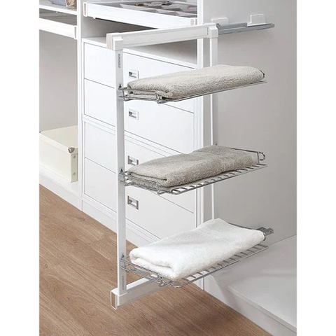 Kệ để đồ gấp 3 tầng, ray giảm chấn Eurogold EVA1000