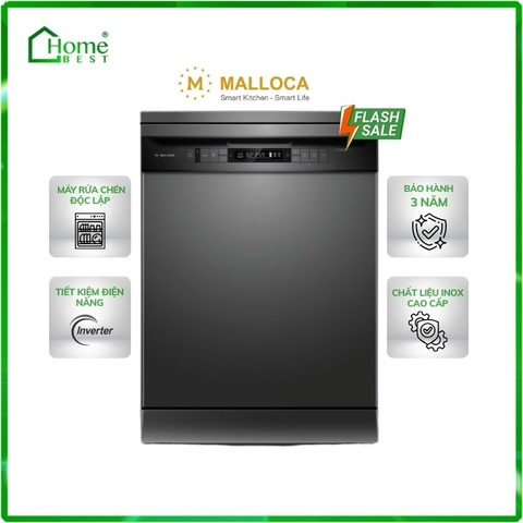 Máy rửa chén bát độc lập Malloca WQP12-7635BS