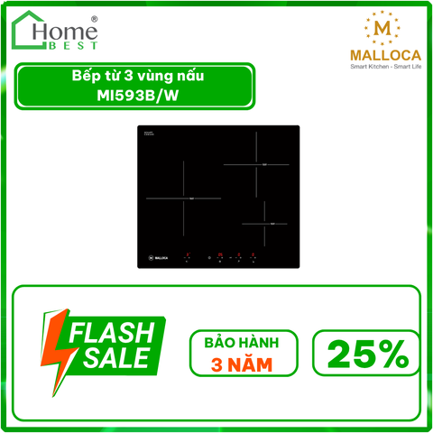Bếp từ 3 vùng nấu MI593B/W