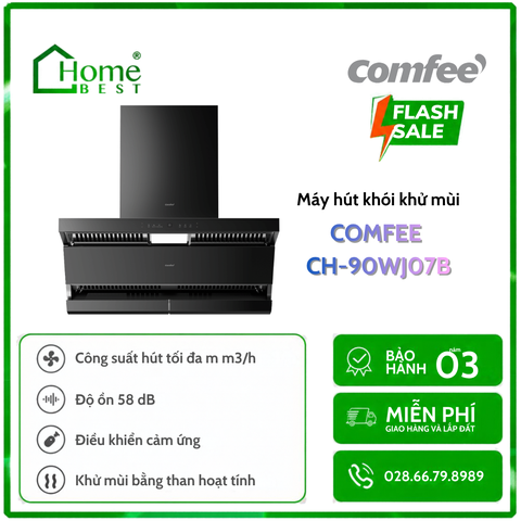 Máy hút khói, hút mùi kính vát COMFEE CH-90WJ07B