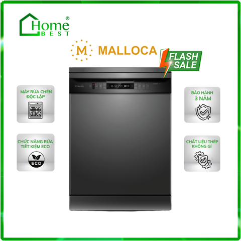 Máy rửa chén bát độc lập Malloca WQP12-7635BS