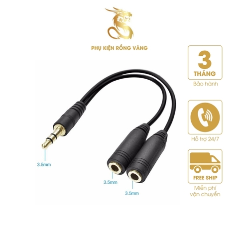 Cáp Chia âm thanh Audio Từ 1 ra 2 cổng 3,5mm âm