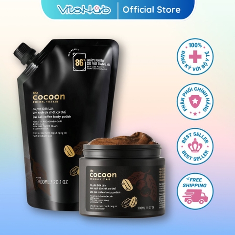 Tẩy da chết cơ thể cà phê Đắk Lắk Cocoon cho làn da mềm mại và rạng rỡ 200ml/600ml