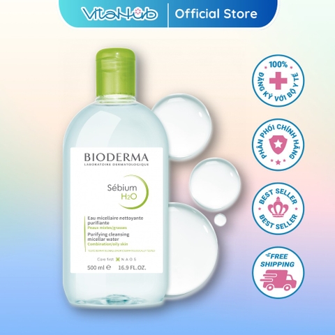 Dung dịch làm sạch và tẩy trang công nghệ Micellar dành cho da hỗn hợp, da dầu Bioderma Sebium H2O 100ml/250ml/500ml