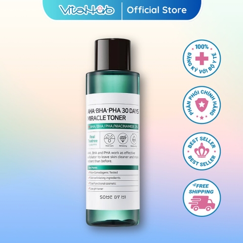 Nước Hoa Hồng Giảm Mụn Some By Mi AHA-BHA-PHA 30 Days Miracle Toner 150ml
