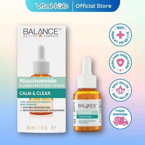 Serum ngừa mụn mờ thâm Balance Active Formula Niacinamide 15% Blemish Recovery 30ml