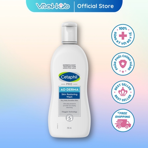 Sữa tắm dành cho da khô, da cơ địa Cetaphil Pro Ad Derma Wash 295ml