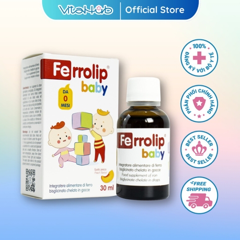 Sắt Ferrolip Baby dạng siro vị đào thơm ngon lọ 30 mL