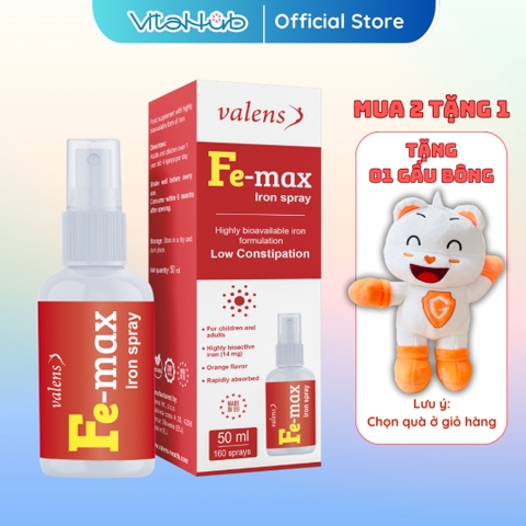 Sắt xịt Valens Fe-Max Iron Spray phòng ngừa thiếu máu do thiếu sắt 50ml