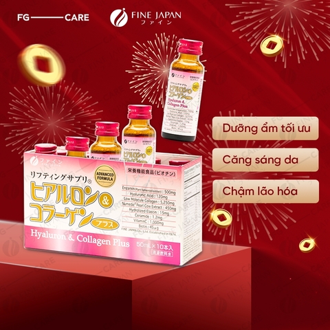 Nước uống dưỡng da Fine Japan Hyaluron & Collagen Plus 10 Chai 50ml