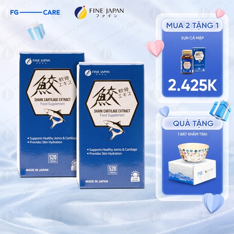 (Combo 2) Viên Uống Hỗ Trợ Xương Khớp Sụn Vi Cá Mập Fine Japan Shark Cartilage Extract 520 Viên