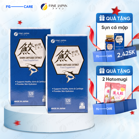 (Combo 2) Viên Uống Hỗ Trợ Xương Khớp Sụn Vi Cá Mập Fine Japan Shark Cartilage Extract 520 Viên