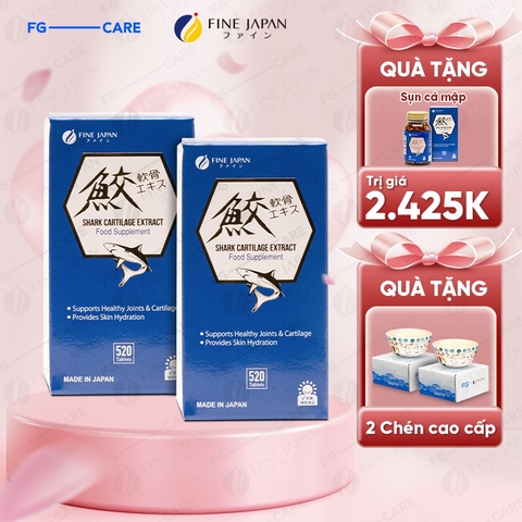 (Combo 2) Viên Uống Hỗ Trợ Xương Khớp Sụn Vi Cá Mập Fine Japan Shark Cartilage Extract 520 Viên