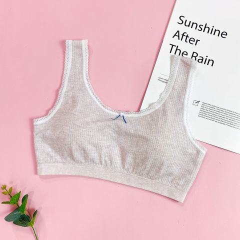 Aó lá học sinh mút thông hơi có viền ren kẻ tăm (GG85K)