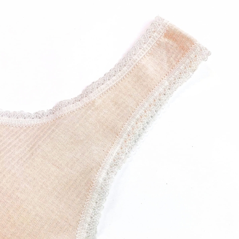 Aó lá học sinh mút thông hơi có viền ren kẻ tăm (GG85K)