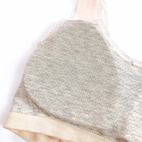 Aó lá học sinh mút thông hơi có viền ren kẻ tăm (GG85K)