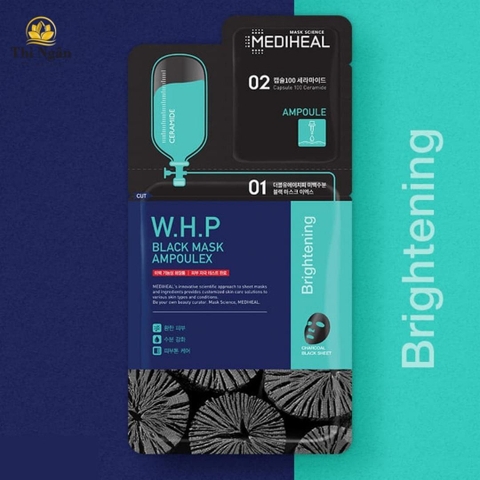 Mặt nạ than hoạt tính giúp mờ thâm sạm, dưỡng trắng da Mediheal W.H.P White Hydrating Black Mask hộp 10 miếng