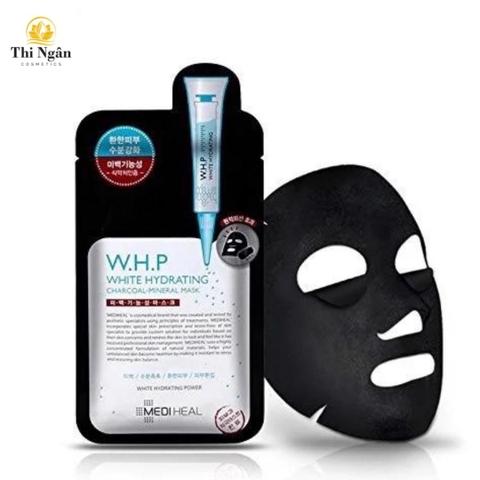 Mặt nạ than hoạt tính giúp mờ thâm sạm, dưỡng trắng da Mediheal W.H.P White Hydrating Black Mask hộp 10 miếng