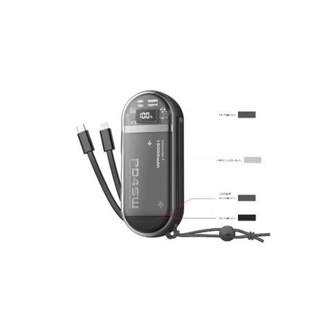 Pin Dự Phòng MAZER PowerCharge Link 1545 15000mAh PD45W Tích Hợp Dây Sạc iP và USB-C Vỏ Trong Suốt Hiện Đại