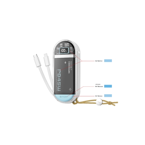 Pin Dự Phòng MAZER PowerCharge Link 1545 15000mAh PD45W Tích Hợp Dây Sạc iP và USB-C Vỏ Trong Suốt Hiện Đại