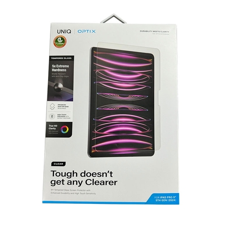 Kính Cường Lực UNIQ Optix Clear Cho iPad Pro (2024) 11 inch/ 13 inch Cho Màu Sắc Vẫn Rực Rỡ Bảo Vệ Màn Hình Tối Ưu
