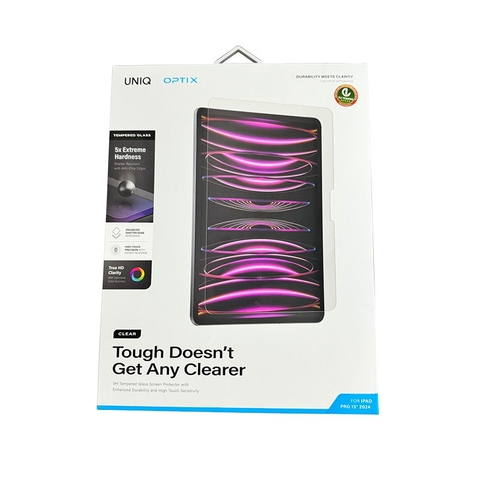Kính Cường Lực UNIQ Optix Clear Cho iPad Pro (2024) 11 inch/ 13 inch Cho Màu Sắc Vẫn Rực Rỡ Bảo Vệ Màn Hình Tối Ưu