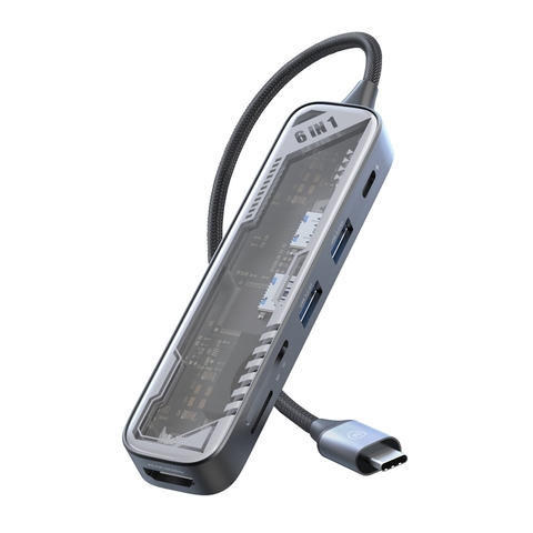 Hub Chuyển Đổi MicroPack EXPAND MDC-N6T 6 in 1 kết nối Type-C Thiết Kế Lộ Bo Mạch Bên Trong Nhìn Hiện Đại Phong Cách