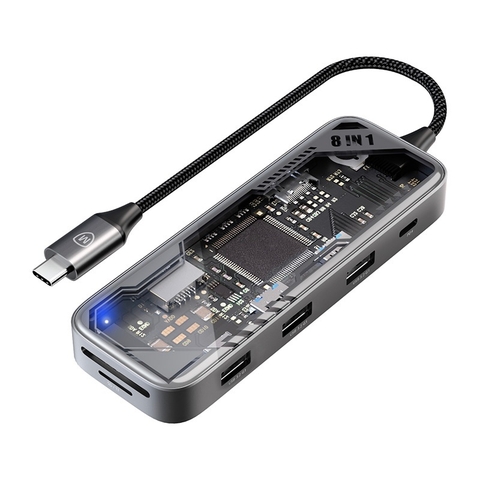 Hub Chuyển Đổi MicroPack EXPAND MDC-N8T 8 Trong 1 Kết Nối Type-C Thiết Kế Lộ Bo Mạch Bên Trong Nhìn Hiện Đại Phong Cách