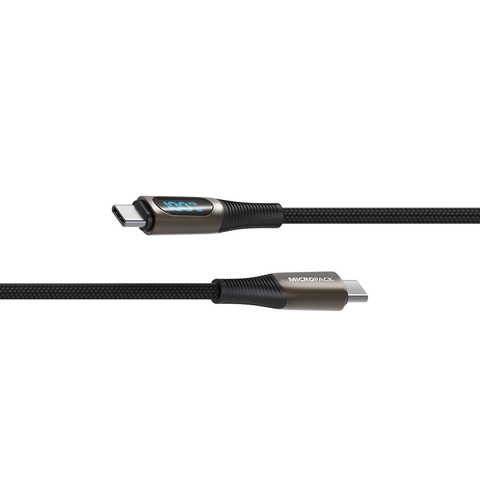 Cáp Sạc MicroPack POWER LINK C2 MC-C100 Soft Braided Sạc Nhanh 100W USB-C to C Bện Dù Đèn Led Hiển Thị Công Suất Sạc