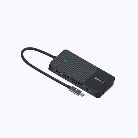 Bộ Chuyển Đổi MAZER Multimedia Pro Hub 10 in 1 USB-C Dài 20cm Gồm 03xUSB-A 01xUSB-C Audio 3.5mm HDMI VGA LAN SD/MicroSD