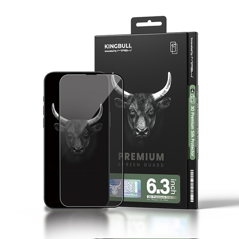 Kính Cường Lực MIPOW KINGBULL 3D Premium Silk Cho iPhone 16 Pro/ 16 Pro Max Viền 3D Bo Đẹp Mắt Cảm Giác Vuốt Mềm Mượt