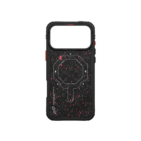 Ốp Lưng SKINARMA VEKTOR Cho iPhone 17 Pro/ 17 Pro Max Mặt Lưng Sợi Carbon Điểm Xuyết Hạt Đỏ Sạc Không Dây Mag-Charge