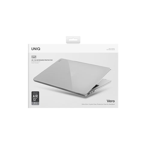 Ốp UNIQ VERO Cho MacBook Air 13inch M2-M5 (2022-2026) Trong Suốt Bảo Vệ Toàn Diện Tặng Kèm Phủ Phím Và Nắp Che Webcam