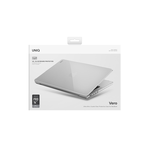 Ốp UNIQ VERO Cho MacBook Pro 14 inch M2-M5 (2023-2026) Trong Suốt Bảo Vệ Toàn Diện Tặng Kèm Phủ Phím Và Nắp Che Webcam