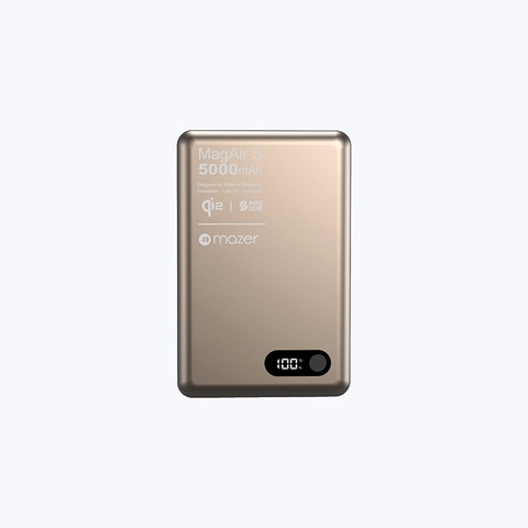 Pin Sạc Dự Phòng Không Dây MAZER MagAir S Qi2 15W PD 20W 5.000mAh Siêu Mỏng Màn Hình Số Hiển Thị Pin Và Trạng Thái Sạc
